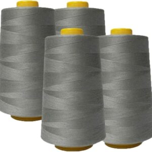 100% Polyester Threads - 4 Pack of 6000 Yard Each Spools - Light Grey