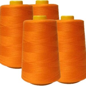 100% Polyester Threads - 4 Pack of 6000 Yard Each Spools - Orange