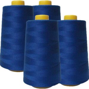 100% Polyester Threads - 4 Pack of 6000 Yard Each Spools - Royal Blue