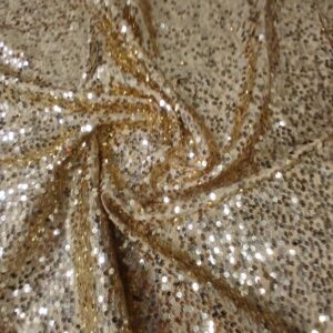 55” Wide Rain Drop Sequin Taffeta Fabric - Gold