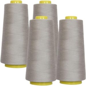 100% Polyester Threads - 4 Pack of 6000 Yard Each Spools - Silver