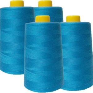 100% Polyester Threads - 4 Pack of 6000 Yard Each Spools - Turquoise
