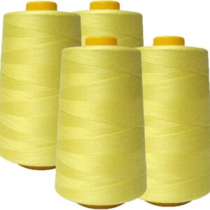 100% Polyester Threads - 4 Pack of 6000 Yard Each Spools - Yellow