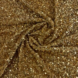 58" Wide Sequins Stretch Velvet Fabric - Gold