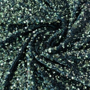 58" Wide Sequins Stretch Velvet Fabric - Hunter Green