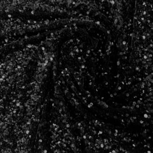 58" Wide Sequins Stretch Velvet Fabric - Black