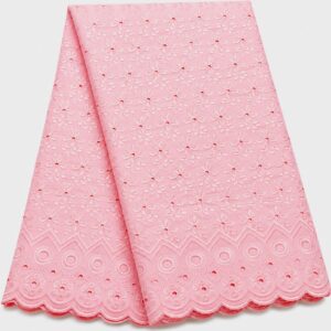 41” Wide Eyelet Floral Embroidered Fabric - Light Pink
