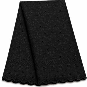 41” Wide Eyelet Floral Embroidered Fabric - Black
