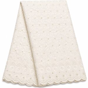 41” Wide Eyelet Floral Embroidered Fabric - Ivory