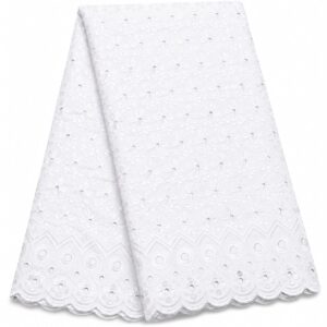 41” Wide Eyelet Floral Embroidered Fabric - White