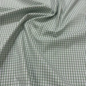 1/8" Checkered Gingham PolyPoplin Fabric - Sage Green and White