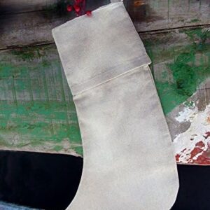 Linen Christmas Stocking with Cotton Lining - 16 Inch