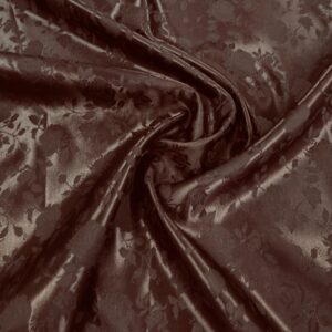 58" Wide Satin Jacquard Rose Brocade Fabric - Brown
