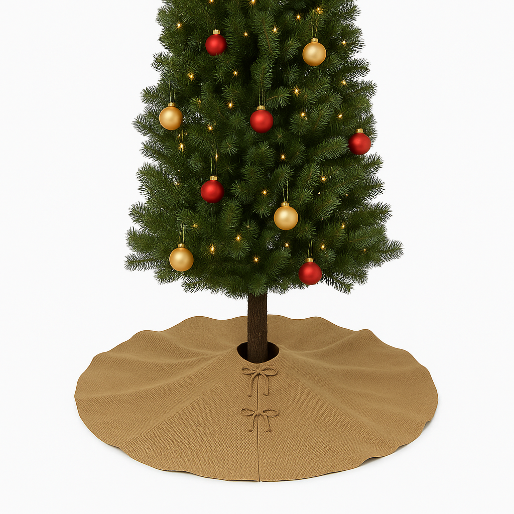 100% Jute Burlap Christmas Tree Skirt – 60" Diameter - Natural