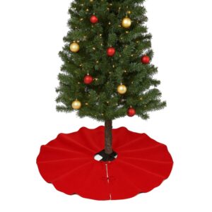 100% Jute Burlap Christmas Tree Skirt – 60" Diameter - Red