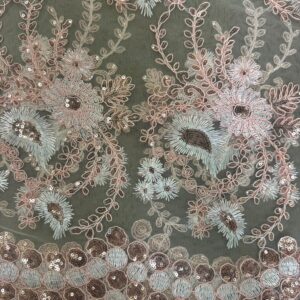 48"/50" Wide Corded Floral Lace Fabric with Sequins - Blush Pink