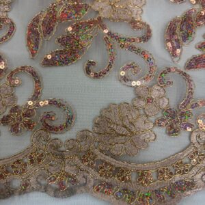 48"/50" Wide Corded Queen Floral Lace Fabric with Sequins - Blush Pink