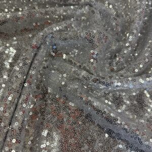60" Wide Sparkly Glitz Mini Mesh Sequins Beaded Fabric - Silver