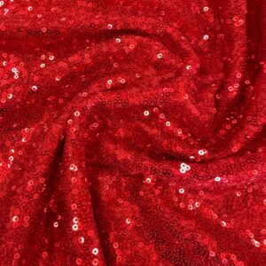 60" Wide Sparkly Glitz Mini Mesh Sequins Beaded Fabric - Red