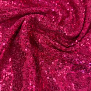 60" Wide Sparkly Glitz Mini Mesh Sequins Beaded Fabric - Fuchsia