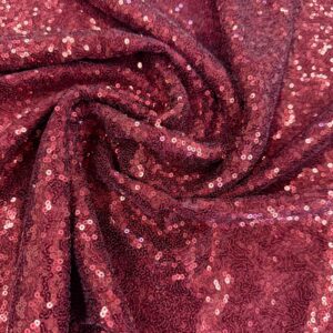 60" Wide Sparkly Glitz Mini Mesh Sequins Beaded Fabric - Burgundy