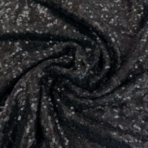 60" Wide Sparkly Glitz Mini Mesh Sequins Beaded Fabric - Black