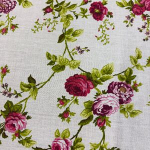 60" Wide Rose Print Polycotton Broadcloth Fabric - Red/White