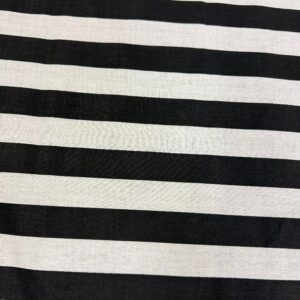 60" Wide 1" Stripe Poly-Cotton Broadcloth Fabric - Black/White