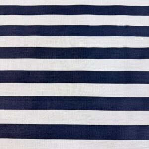 60" Wide 1" Stripe Poly-Cotton Broadcloth Fabric - Navy Blue/White