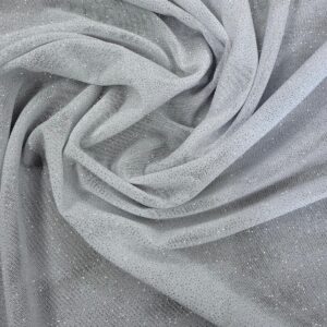 58/60" Wide Glitter Power Mesh Fabric - 95% Polyester 5% Spandex - White