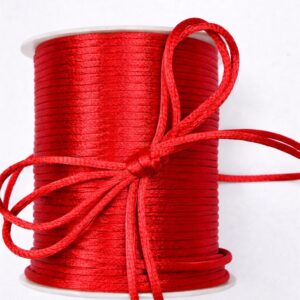 2mm Satin Rat Tail Cord String – 100 Yards Roll - Red