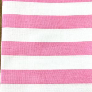 60" Wide 1" Stripe Poly-Cotton Broadcloth Fabric - Pink/White