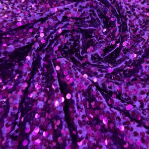 58" Wide Sequins Stretch Velvet Fabric - Purple