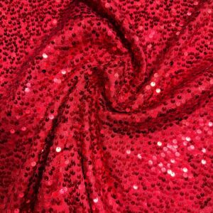 55” Wide Rain Drop Sequin Taffeta Fabric - Red