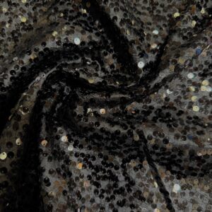 55” Wide Rain Drop Sequin Taffeta Fabric - Black