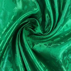 58" Wide Satin Jacquard Rose Brocade Fabric - Green