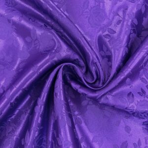 58" Wide Satin Jacquard Rose Brocade Fabric - Purple