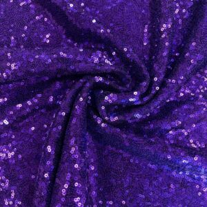 60" Wide Sparkly Glitz Mini Mesh Sequins Beaded Fabric - Purple