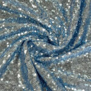 60" Wide Sparkly Glitz Mini Mesh Sequins Beaded Fabric - Blue