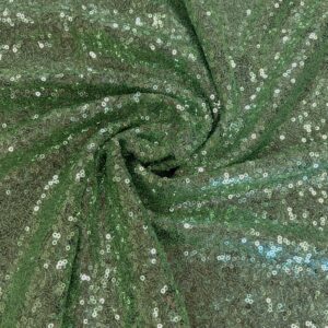 60" Wide Sparkly Glitz Mini Mesh Sequins Beaded Fabric - Sage Green