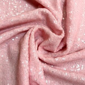 60" Wide Sparkly Glitz Mini Mesh Sequins Beaded Fabric - Pink
