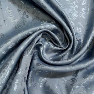 58" Wide Satin Jacquard Rose Brocade Fabric - Dusty Blue