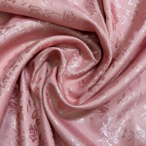 58" Wide Satin Jacquard Rose Brocade Fabric - Dusty Rose