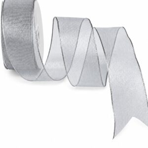 Metallic Wired Ribbon - 1.5" x 25 Yards - Silver