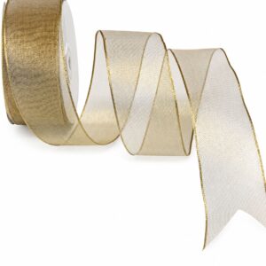Metallic Wired Ribbon - 1.5" x 25 Yards - Gold