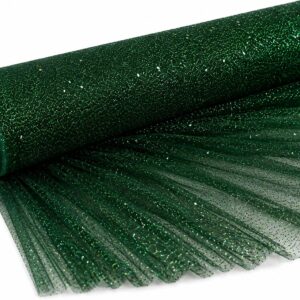 Glitter Tulle Fabric Bolt 54 Inch Wide – 10 Yards Roll - Hunter Green