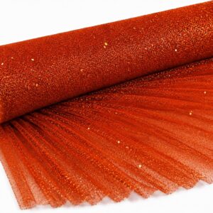 Glitter Tulle Fabric Bolt 54 Inch Wide – 10 Yards Roll - Orange