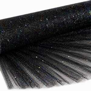 Glitter Tulle Fabric Bolt 54 Inch Wide – 10 Yards Roll - Black and Multi