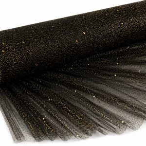 Glitter Tulle Fabric Bolt 54 Inch Wide – 10 Yards Roll - Black and Gold