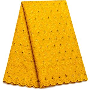 41” Wide Eyelet Floral Embroidered Fabric - Gold